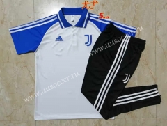 2021-2022 Juventus White Blue Thailand Polo Uniform-815