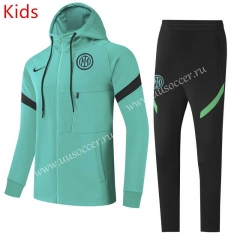 21-22 Inter Milan  Green Kids/Youth Thailand Soccer Jacket Uniform With Hat-GDP