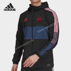 2022-23 Manchester United Black Wind Coat With Hat-8268