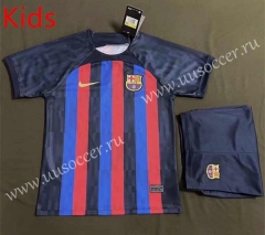 22-23  Barcelona Home Red&Blue kids Soccer Uniform-9021