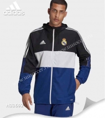 22-23 Real Madrid Blue&Black&White  Wind Coat With Hat-8268