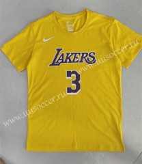 2022-23 NBA Lakers Yellow Cotton T-shirt #3 -LH