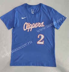 2022-23 NBA Los Angeles Clippers Blue Cotton T-shirt #2 -LH