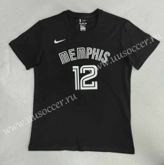 2022-23 NBA Memphis Grizzlies Black Cotton T-shirt #12 -LH