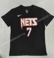 2022-23 NBA Brooklyn Nets Black Cotton T-shirt#7 -LH