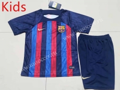 22-23  Barcelona Home Red&Blue kids Soccer Uniform-507
