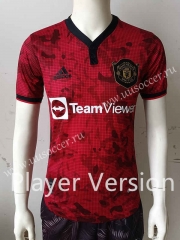 Player version 2022-23   Manchester United lattice Red Thailand Soccer jersey AAA-807