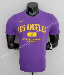 2022-23 NBA Lakers Purple Cotton T-shirt-CS