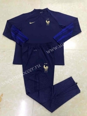 2022-23 France Dark BLue Thailand Soccer Tracksuit Uniform-DD2