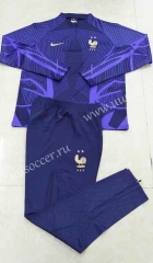 2022-23 France Royal BLue Thailand Soccer Tracksuit Uniform-DD2