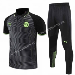 2022-23 Borussia Dortmund Black stripe Thailand Polo Uniform-4627