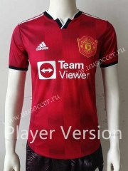 Player version 2022-23   Manchester United Red and Black collar Thailand Soccer jersey AAA-807