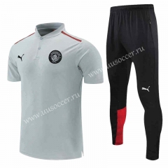 2022-23  Manchester CityLight Grey Thailand Polo Uniform-4627