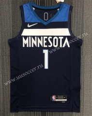 75th anniversary NBA Minnesota Timberwolves Dark Blue #1 Jersey-311