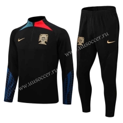 2022-23 Portugal Black  Thailand Tracksuit Uniform-411