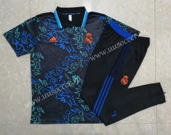 2021-2022 Real Madrid Drak Blue Thailand Polo Uniform-815