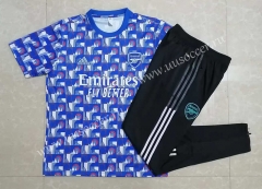 2022-23 Arsenal Blue Shorts Sleeve Thailand Soccer Tracksuit Uniform-815