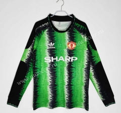 1990-91 Retro Version Manchester United goalkeeper Green Thailand LS Soccer Jeesey AAA-c1046