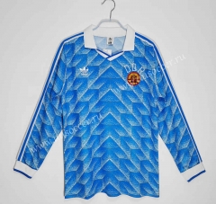 Player Retro Version 1988 East Germany Blue Thailand LS Soccer Jersey AAA-c1046