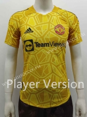 Player version 2022-23  Manchester United  Goalkeeper Yellow Thailand Soccer jersey AAA-807