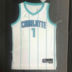 75th anniversary NBA Charlotte Hornets White #1 Jersey-311