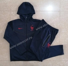 2022-23 France Royal Blue Thailand Soccer Jacket Uniform With Hat-815