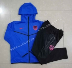 2022-23 Atletico Madrid Cai Blue Thailand Soccer Jacket Uniform With Hat-815