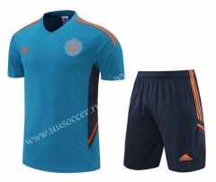 2022-23 Manchester United Lake Blue Thailand Soccer Training Uniform-4627