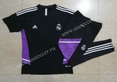 2022-23  Real Madrid Black Thailand Short-sleeved Tracksuit Uniform-815