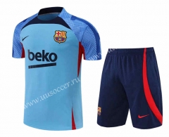 2022-23 Barcelona Sky Blue Thailand Training Soccer Uniform-4627