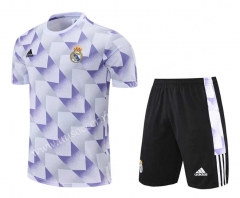 2022-23  Real Madrid White&Purple Thailand Soccer Training Uniform-4627