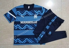 2022-23 Olympique de Marseille Blue Shorts Sleeve Thailand Soccer Tracksuit Uniform-815