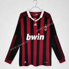 09-10 Retro Version AC Milan Home Red & Black LS Thailand Soccer Jersey AAA-C1046