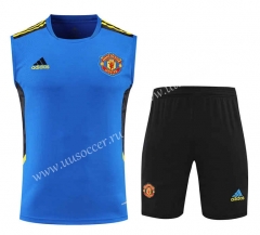 2022-23 Manchester United Blue Thailand Soccer Training Uniform-418
