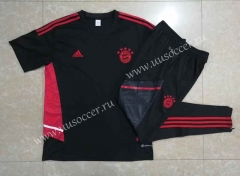 2022-23 Bayern München Black sleeves  Shorts-Sleeve Thailand Soccer Tracksuit Uniform-815