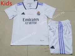 correct version 2022-23 Real Madrid Home White  kids Soccer Uniform-507