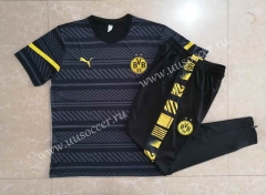 2022-23 Borussia Dortmund Black& Gray Printing Thailand Short-sleeved Tracksuit Uniform-815