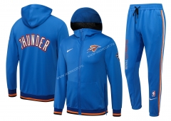 2021-22  NBA Oklahoma City Thunder Cai Blue With Hat Jacket Uniform-815