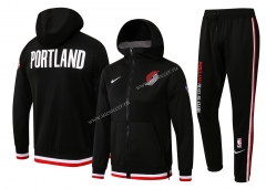 2021-22 NBA Portland Trail Blazers Black With Hat Jacket Uniform-815