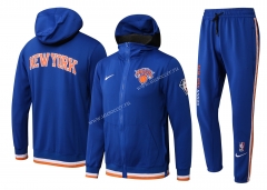 21-22 NBA New York Knicks Cai Blue With Hat Jacket Uniform-815