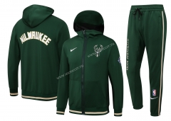 21-22 NBA Milwaukee Bucks Green With Hat Jacket Uniform-815