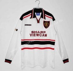 1998-99 Retro Version Manchester United Away White Thailand LS Soccer Jeesey AAA-c1046