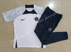2022-23 Jordan Paris SG White Shorts Sleeve Thailand Soccer Tracksuit Uniform-815