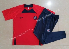 2022-23 Jordan Paris SG Red Shorts Sleeve Thailand Soccer Tracksuit Uniform-815