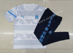 2022-23 Olympique de Marseille White Shorts Sleeve Thailand Soccer Tracksuit Uniform-815