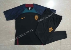 2022-23 Portugal Black Shorts Sleeve Thailand Soccer Tracksuit Uniform-815