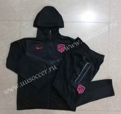 2022-23 Atletico Madrid Black Thailand Soccer Jacket Uniform With Hat-815