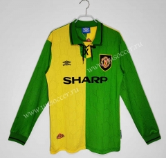 1992-94 Retro Version Manchester United 2nd Away Yellow&Green Thailand LS Soccer Jeesey AAA-c1046