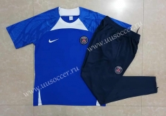 2022-23 Nike Paris SG Cai Blue Shorts Sleeve Thailand Soccer Tracksuit Uniform-815