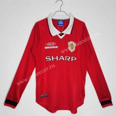 1999-2000 Retro Version Manchester United Home Red Thailand LS Soccer Jeesey AAA-c1046